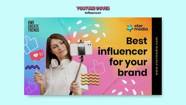 Free PSD gradient influencer job  youtube cover