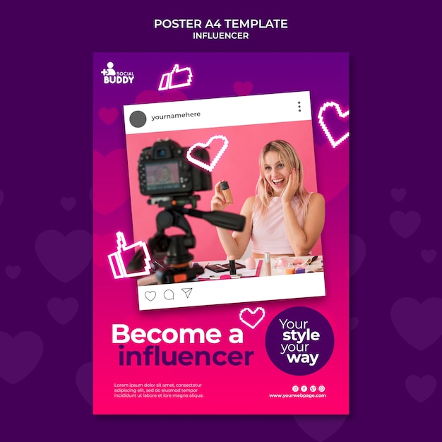 Free PSD gradient influencer poster template