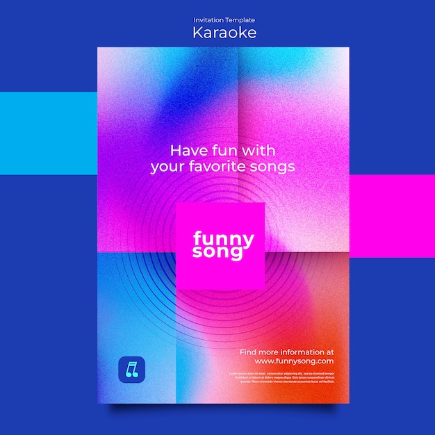 Free PSD gradient karaoke party invitation template