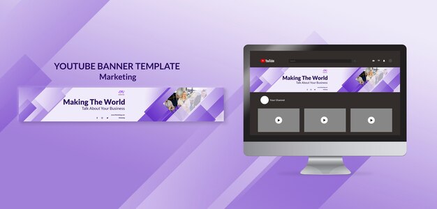 Gradient marketing youtube channel art design template