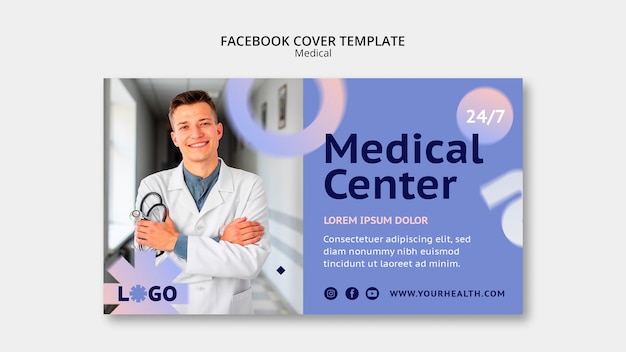 Free PSD gradient medical care facebook cover template