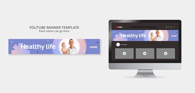 Free PSD gradient medical care youtube banner template