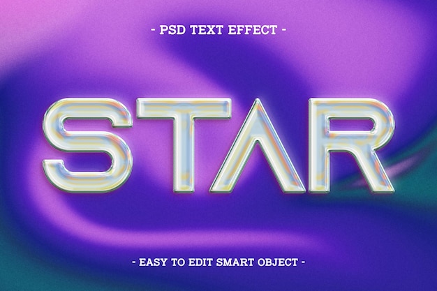 Free PSD gradient metallic chrome style star text effect