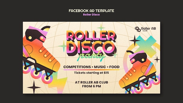 Free PSD gradient roller disco facebook template