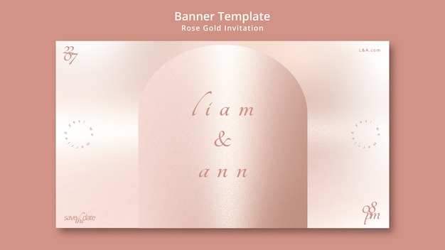 Free PSD gradient rose gold invitation banner template