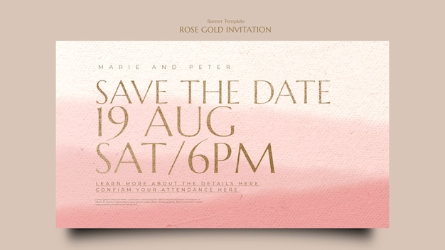 Free PSD gradient rose gold invitation horizontal banner