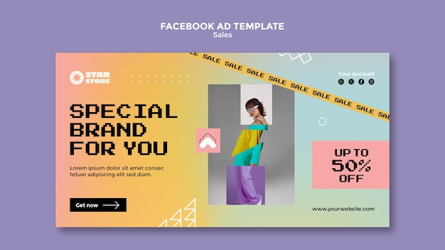 Gradient sales discount facebook template