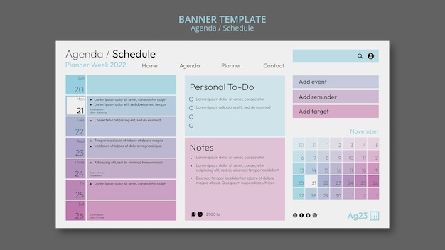 Free PSD gradient schedule design template