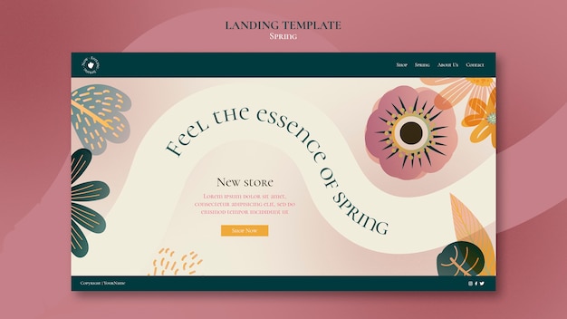 Free PSD gradient spring landing page template