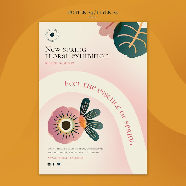 Gradient spring poster and flyer template