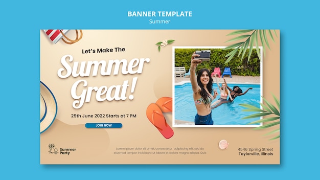 Free PSD gradient summer banner template