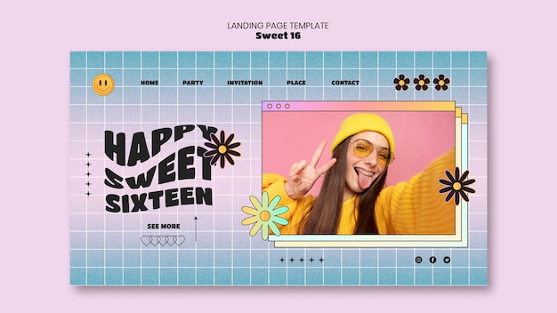 Free PSD gradient sweet 16 landing page template