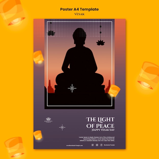 Free PSD gradient vesak celebration a4 poster