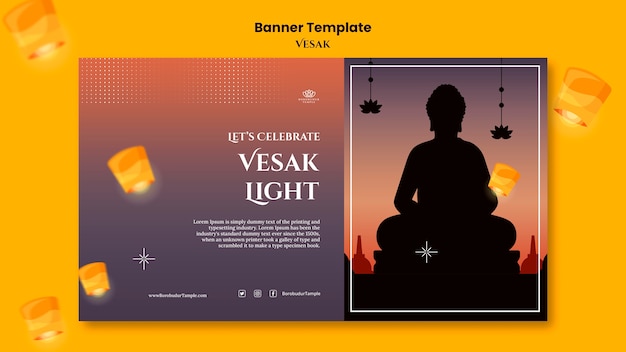 Free PSD gradient vesak celebration banner template