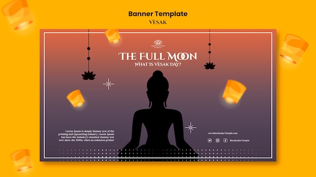 Free PSD gradient vesak celebration horizontal banner template