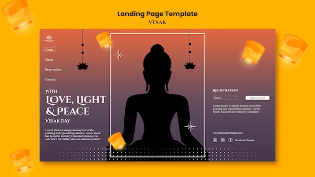 Free PSD gradient vesak celebration web template