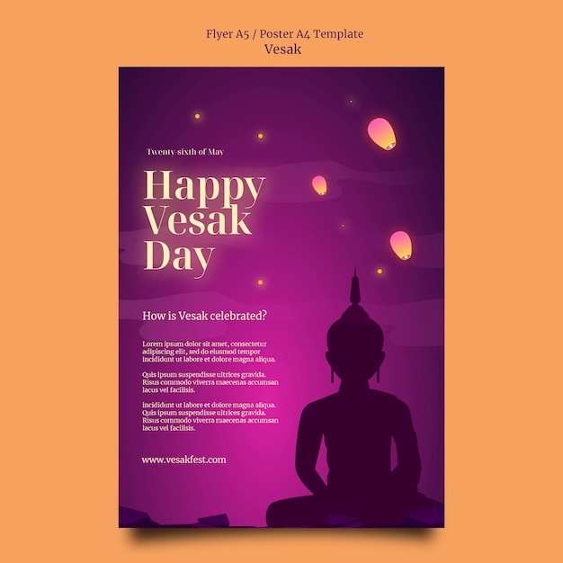 Free PSD gradient vesak poster template design