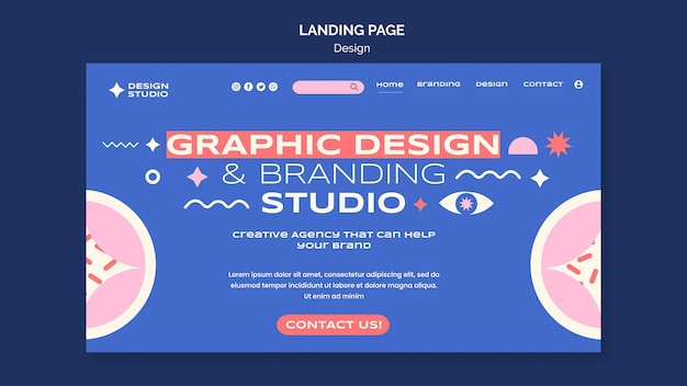 Free PSD graphic design landing page
