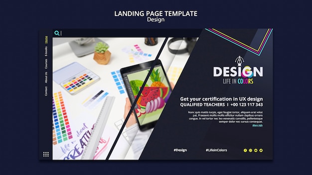 Free PSD graphic design profession landing page template