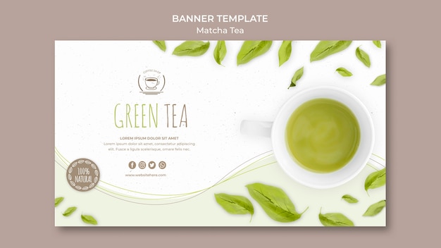 Free PSD green tea banner template