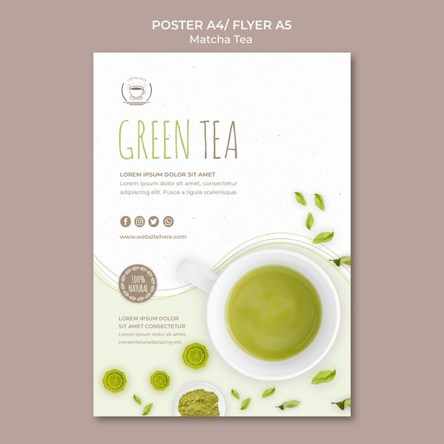 Free PSD green tea poster template