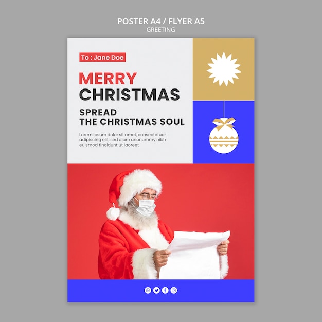 Free PSD greetings poster or flyer design template