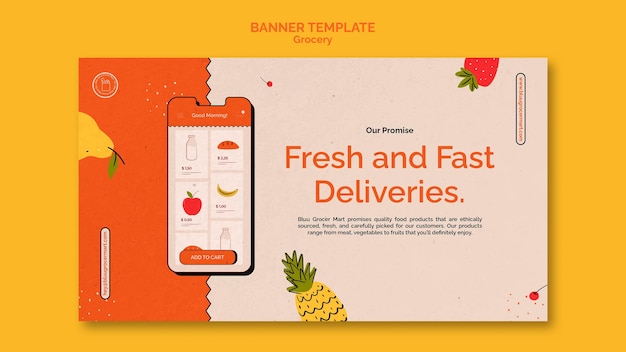 Free PSD grocery delivery service banner template