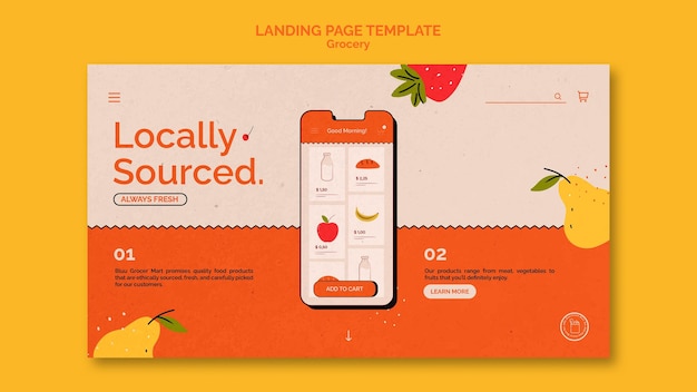 Free PSD grocery delivery service landing page template