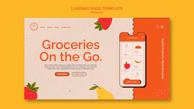 Free PSD grocery delivery service landing page template
