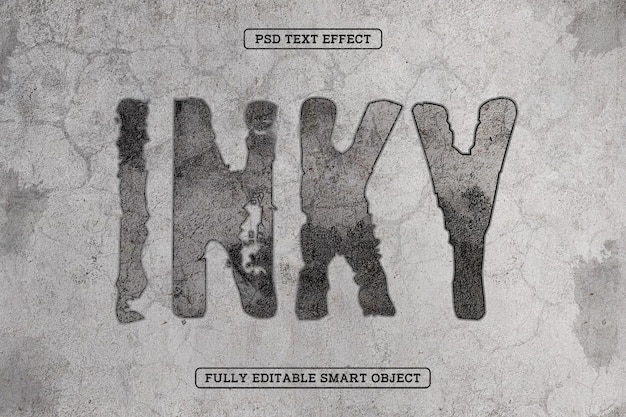 Free PSD grunge concrete inky paint text effect