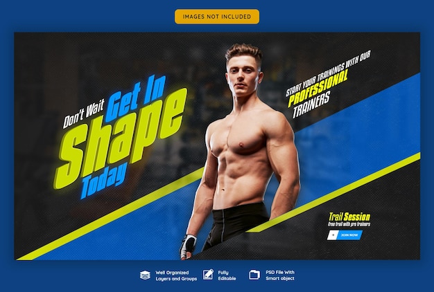 Free PSD gym and fitness web banner template