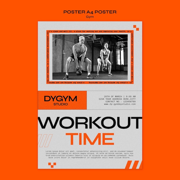 Free PSD gym workout poster template