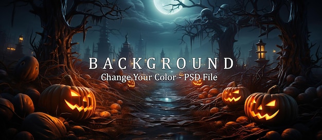 Free PSD halloween background with pumpkins