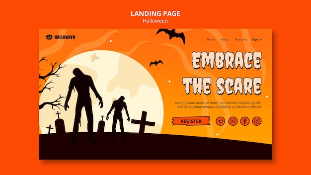 Free PSD halloween celebration landing page template