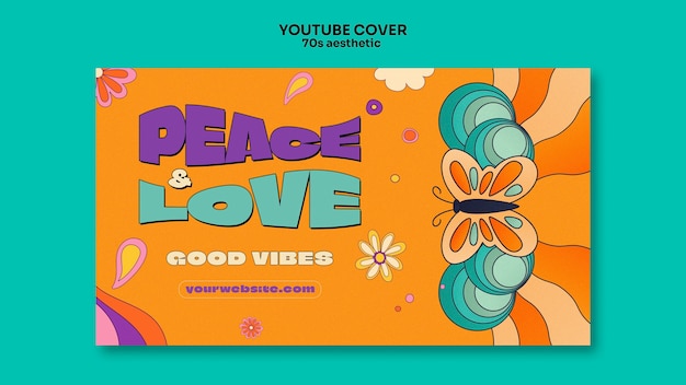 Free PSD hand drawn 70's aesthetic youtube cover