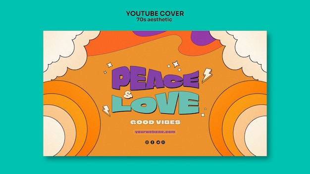 Free PSD hand drawn 70's aesthetic youtube cover