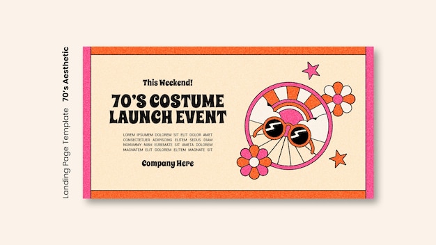 Free PSD hand drawn 70s aesthetic landing page template