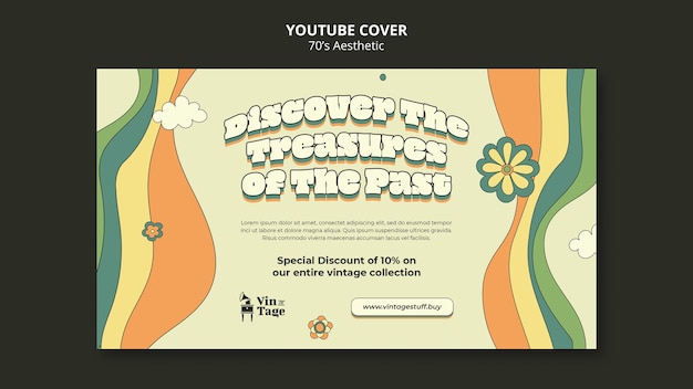 Free PSD hand drawn 70s aesthetic youtube cover