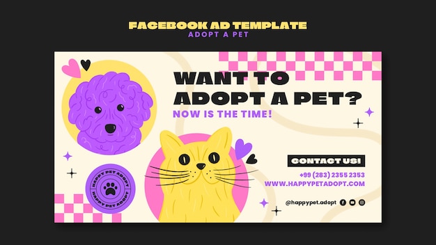 Free PSD hand drawn adopt a pet facebook template