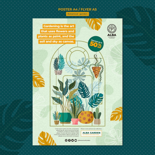 Hand drawn botanical garden poster