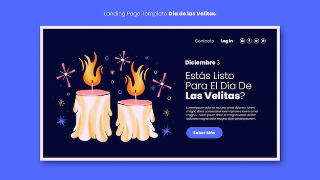 Free PSD hand drawn dia de las velitas landing page