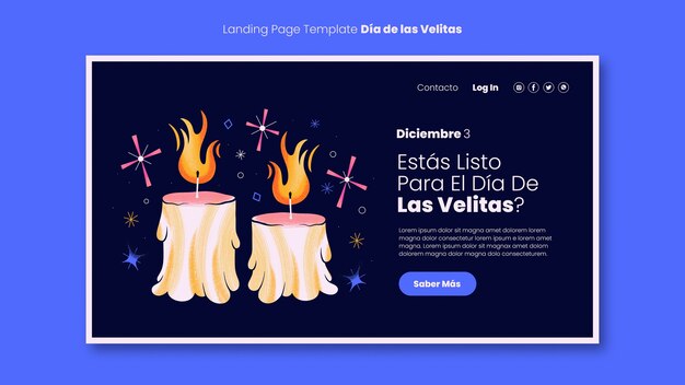 Free PSD hand drawn dia de las velitas landing page