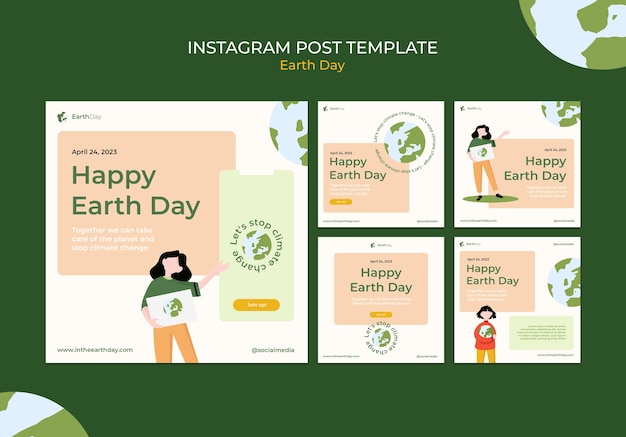 Free PSD hand drawn earth day instagram post