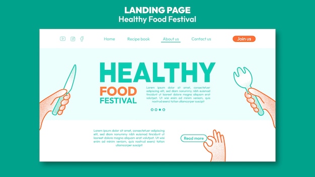 Free PSD hand drawn food festival landing page template