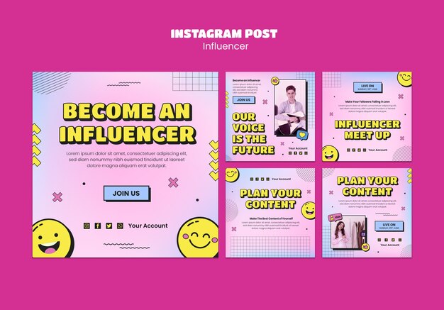 Free PSD hand drawn influencer job  instagram posts