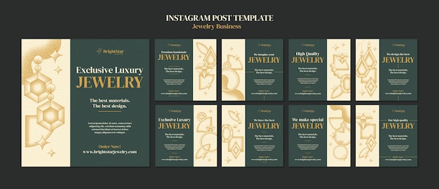 Free PSD hand drawn jewelry business instagram posts