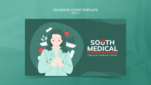 Free PSD hand drawn medical care facebook cover