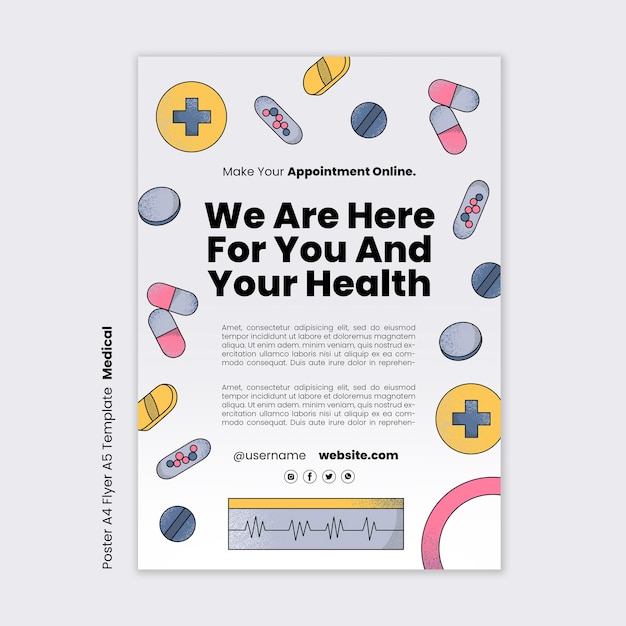 Free PSD hand drawn medical health poster template