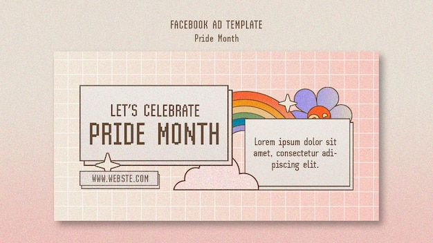 Free PSD hand drawn pride month facebook template