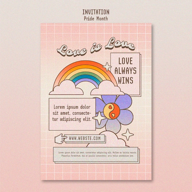 Hand drawn pride month invitation template